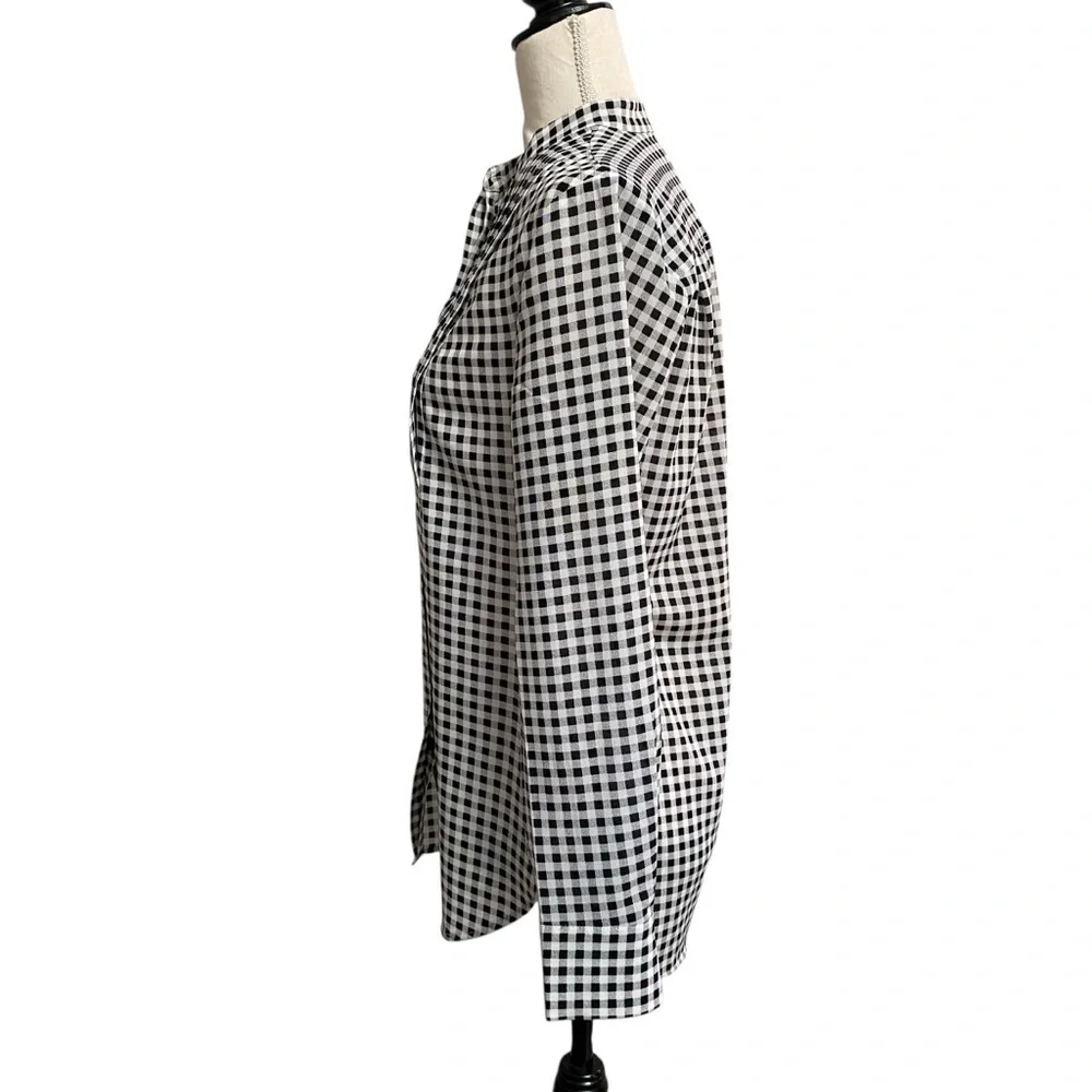 J.Crew Black White Gingham Check Long Sleeve Button Front Blouse XS - Picture 8 of 15